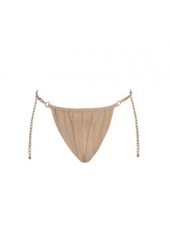 Miss Circle Swim Collection Divine Gold Thong Bikini Bottom With Chain