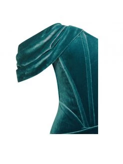 Miss Circle Omaria Teal Velvet Off Shoulder Corset Dress Corsets