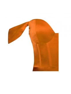 Miss Circle Corsets Zayda Orange High Slit Corset Satin Gown