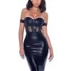 Miss Circle New In Irreplaceable Off Shoulder Black Metallic Bandage Dress