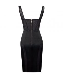 Miss Circle Corsets Gretta Black Mesh Corset Satin Dress