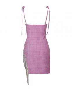 Miss Circle Rosie Fuchsia Tweed Crystal Fringe Dress