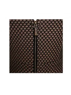 Miss Circle Lexie Black Metallic Fishnet Lace Up Draping Dress