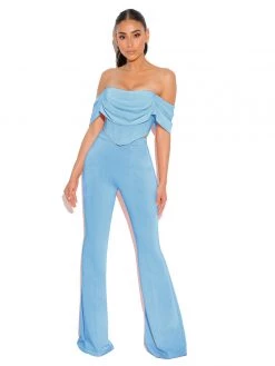 Miss Circle Tia Blue Off Shoulder Corset Top