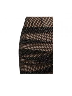 Miss Circle Lexie Black Metallic Fishnet Lace Up Draping Dress