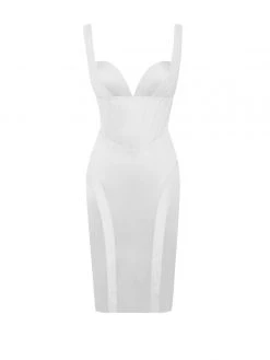 Miss Circle Gretta White Mesh Corset Satin Dress