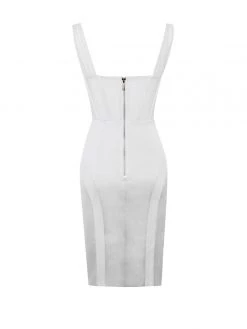 Miss Circle Gretta White Mesh Corset Satin Dress