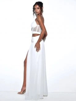 Miss Circle Corsets Natalya White Chiffon Corset Maxi Dress