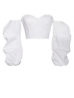 Miss Circle Corsets Kalani White Puff Sleeve Corset Top