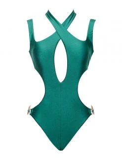Miss Circle Swim Collection Mykonos Emerald Cutout One Piece Swimsuit