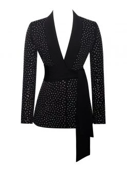 Miss Circle Visionary Crystal Embellished Black Blazer Jacket New In