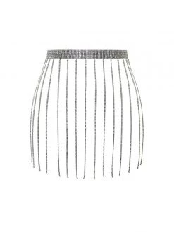 Miss Circle Metallic Crystal Fringe Skirt Waist Chain