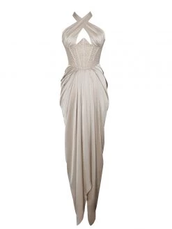 Miss Circle Noemie Champagne Crystal Corset Satin Gown Corsets