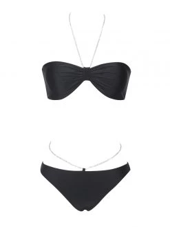 Miss Circle Bottoms Nola Black Crystal String Bikini Bottom