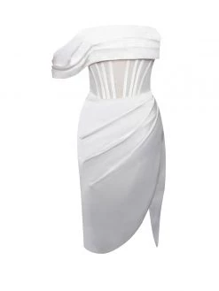 Miss Circle Sabrina White Mesh Satin Corset Dress Corsets