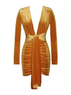 Miss Circle Infinite Love Deep V Velvet Dress With Strap