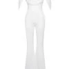 Miss Circle Sherlyn White Off Shoulder Flared Crepe Jumpsuit