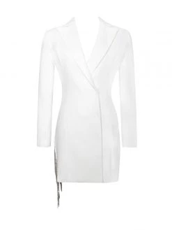 Miss Circle New In Freya White Crystal Fringe Blazer Dress