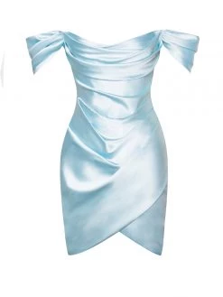 Miss Circle Zori Baby Blue Off Shoulder Satin Corset Dress Corsets