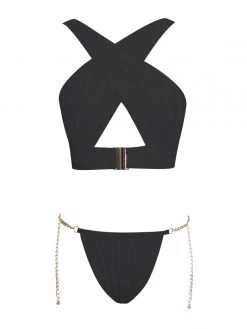 Miss Circle Divine Black Bikini Top With Belt Swim Collection