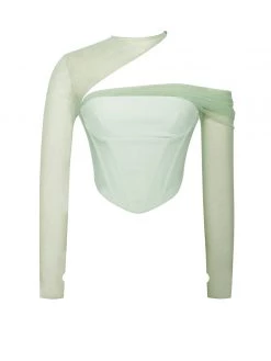 Miss Circle Corsets Miah Mint Stretch Mesh Sleeve Corset Top