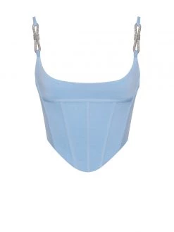 Miss Circle Corsets Tristyn Baby Blue Crystal Strap Corset Top