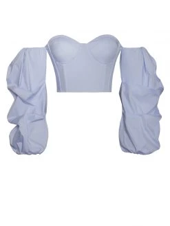 Miss Circle Corsets Kalani Blue Puff Sleeve Corset Top