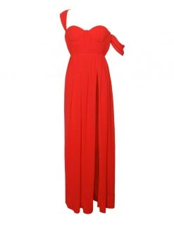 Miss Circle Paradise High Slit Red Chiffon Maxi Dress