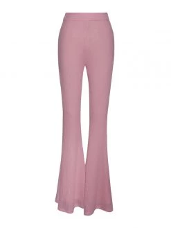 Miss Circle New In Be Together Pink Stretch Knit Flare Pants