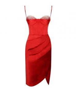 Miss Circle Corsets Nyla Red Satin Corset Dress With Crystals