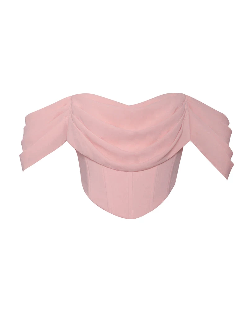 Miss Circle Tia Salmon Pink Off Shoulder Corset Top Corsets