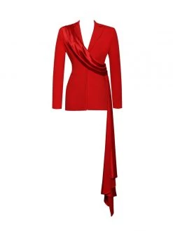 Miss Circle Vandra Red Draping Blazer Jacket Tops
