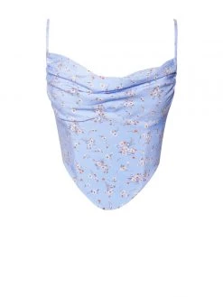 Miss Circle Nora Light Blue Flora Corset Top Corsets
