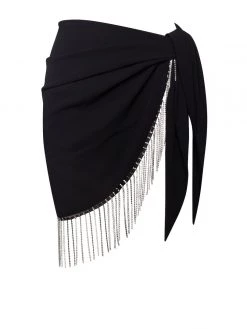 Miss Circle Swim Collection Quill Black Cover Up With Crystal Fringe