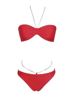 Miss Circle Nola Red Crystal String Bikini Bottom