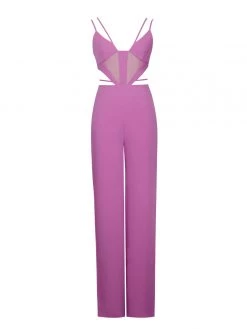 Miss Circle Neva Fuchsia Cutout Strappy Jumpsuit