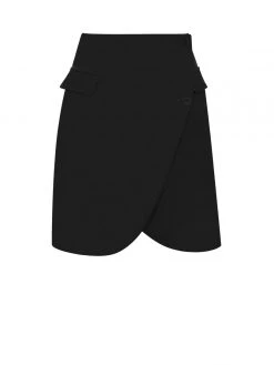 Miss Circle Bottoms Dalia Black Asymmetrical Mini Skirt