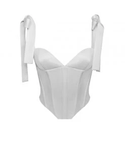 Miss Circle Teyana White Satin Corset Top