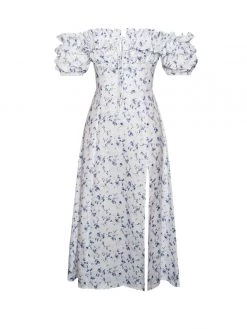 Miss Circle Quinley Floral Off Shoulder Linen Midi Dress Sale