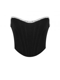 Miss Circle Melanie Black Corset Top With Crystal Trim Corsets