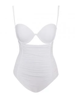 Miss Circle Lira White Ruched One Piece Swimsuit Swim Collection