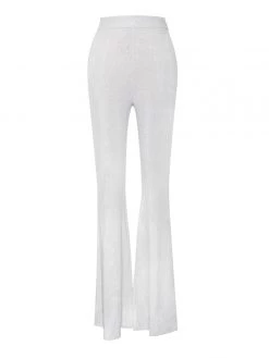 Miss Circle Bottoms Xiara Silver Glitter Flare Trousers