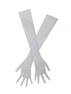 Miss Circle Qira White Mesh Opera-length Gloves