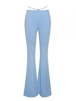 Miss Circle Bottoms Tova Baby Blue Crystal Waist Strap Flare Pants