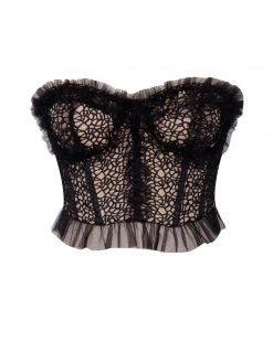 Miss Circle Corsets Orah Black Mesh And Lace Corset Top