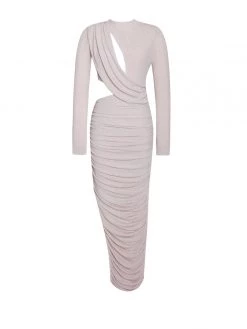 Miss Circle Payson Pink Long Sleeve Metallic Jersey Cutout Dress