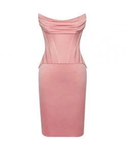 Miss Circle Corsets Gianna Blush Ruched Satin Corset Dress