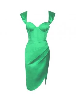 Miss Circle Corsets Hedy Green Satin Corset Dress