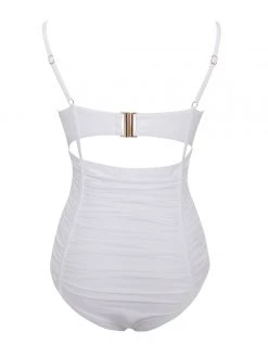 Miss Circle Lira White Ruched One Piece Swimsuit Swim Collection