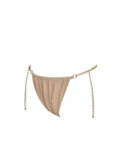Miss Circle Swim Collection Divine Gold Thong Bikini Bottom With Chain